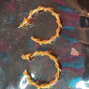 Gold hoop roped earrings